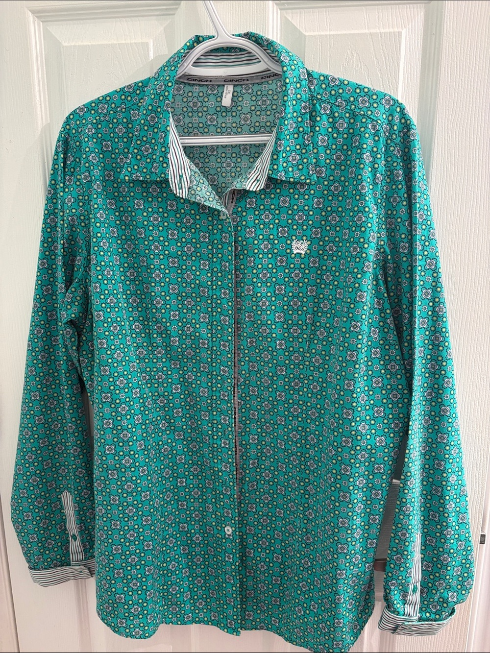 Cinch Teal Floral-Print Lightweight Shirt Jacket